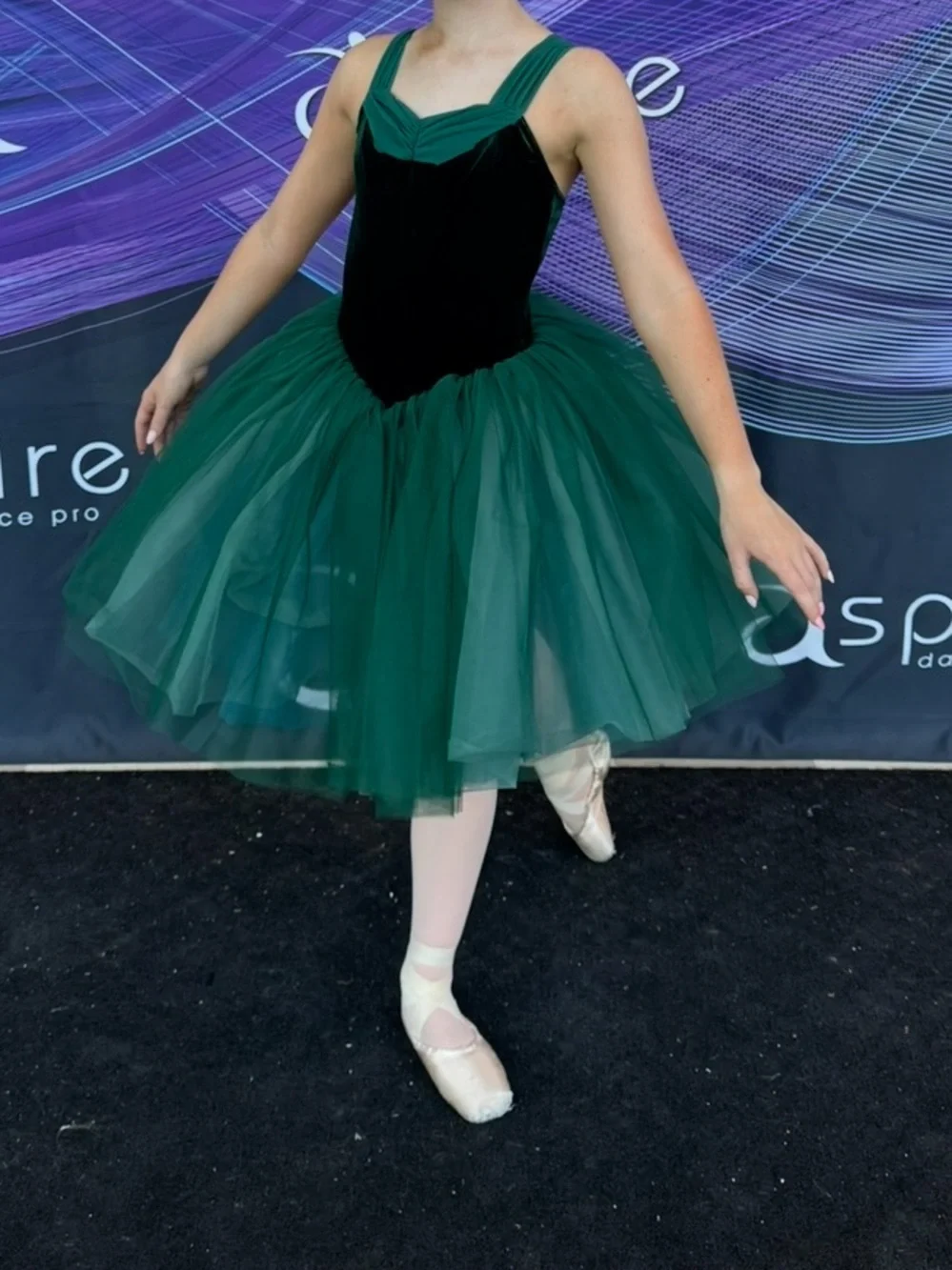 Weissman Dark Green Velvet & Tulle Dance Costume